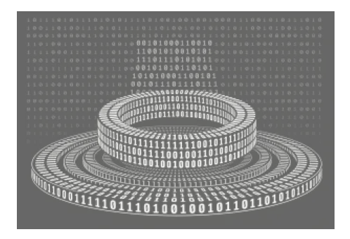 A black and white image of a spiral of numbers.