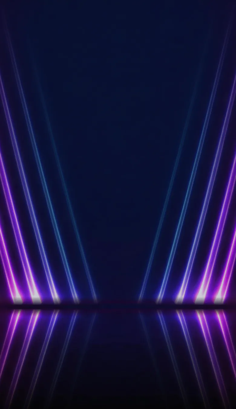 A purple and blue background with lines of light.