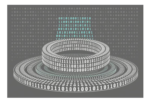 A digital image of a stack of data on a black background.