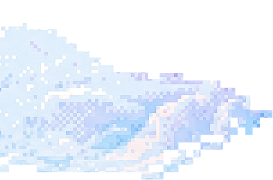 White and light blue cloud with pixelated edges on a transparent background.