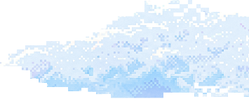 Pixel art style white and blue cloud with a soft, fragmented appearance on a white background.