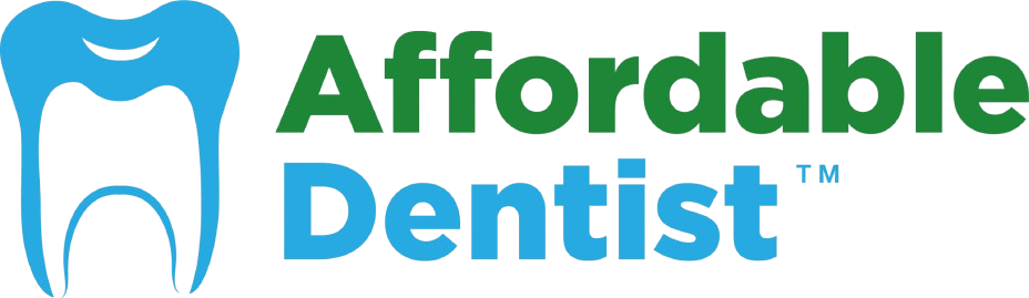 Affordable Dentist brand logo with a stylized blue tooth icon.