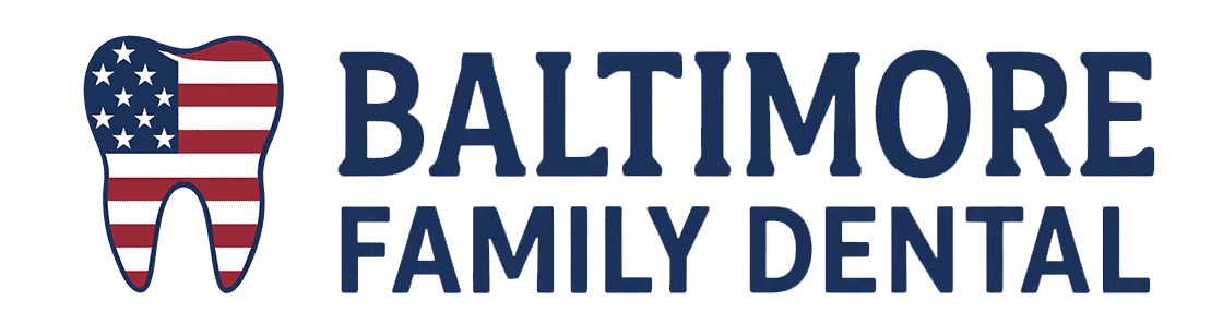Baltimore Family Dental logo with a tooth icon showing the American flag design.