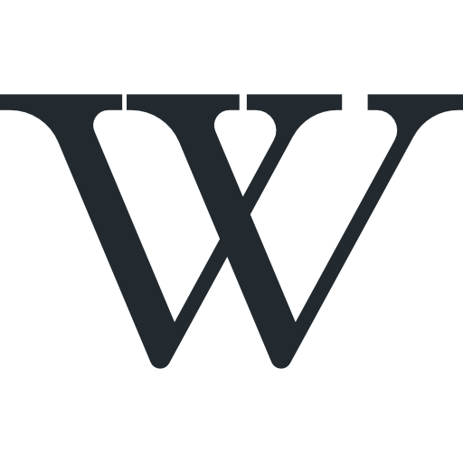 Wikipedia stylized black letter W on white background.