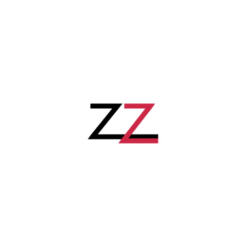 Two stylized letters Z overlapping, the first in black outline and second in solid red.