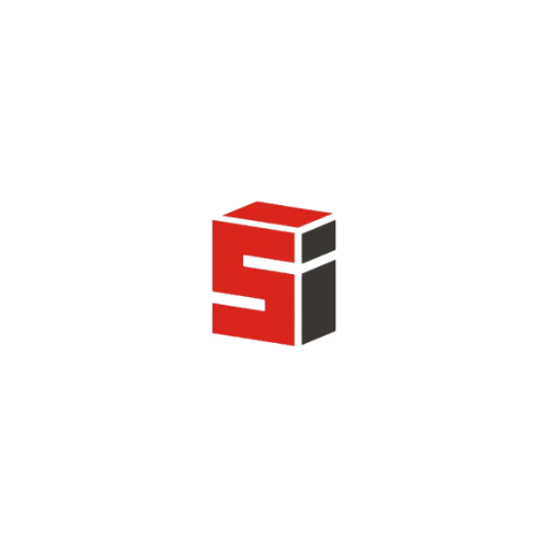 3D cube logo with red letter S on left face and gray letter I on right face