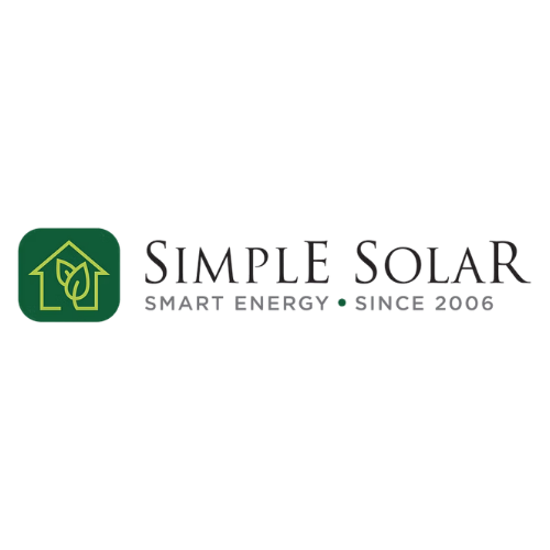 Simple Solar logo with a house and leaf icon and text 'Simple Solar Smart Energy Since 2006'.