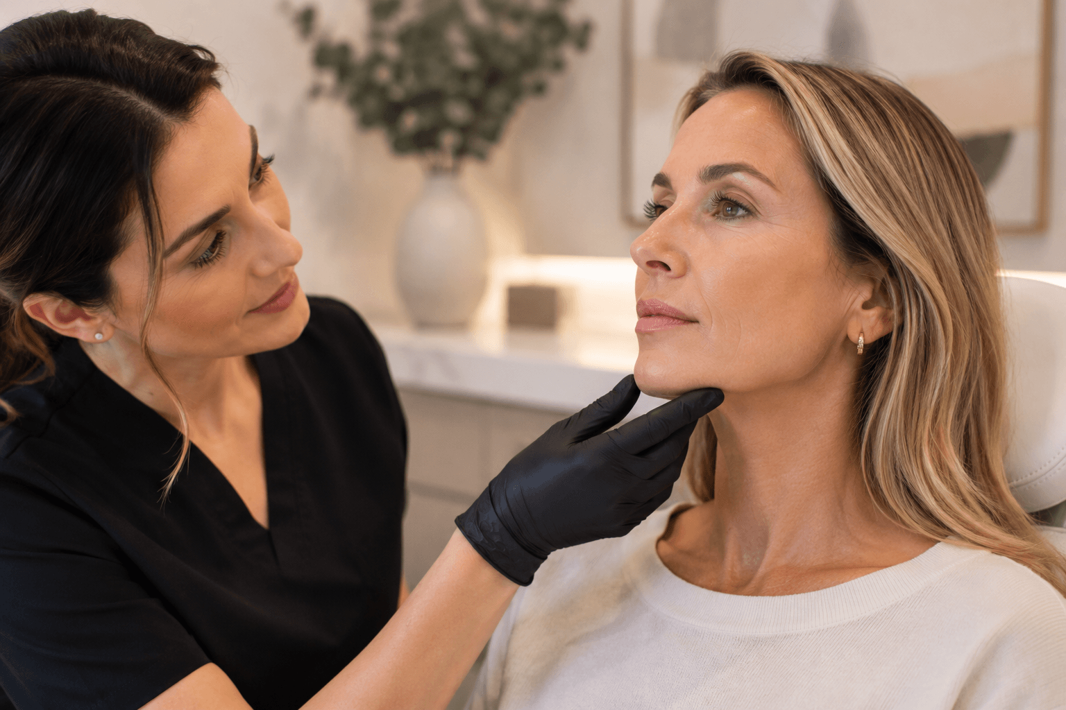 Before and after facial contour improvement from Radiesse treatment in Potomac, Maryland