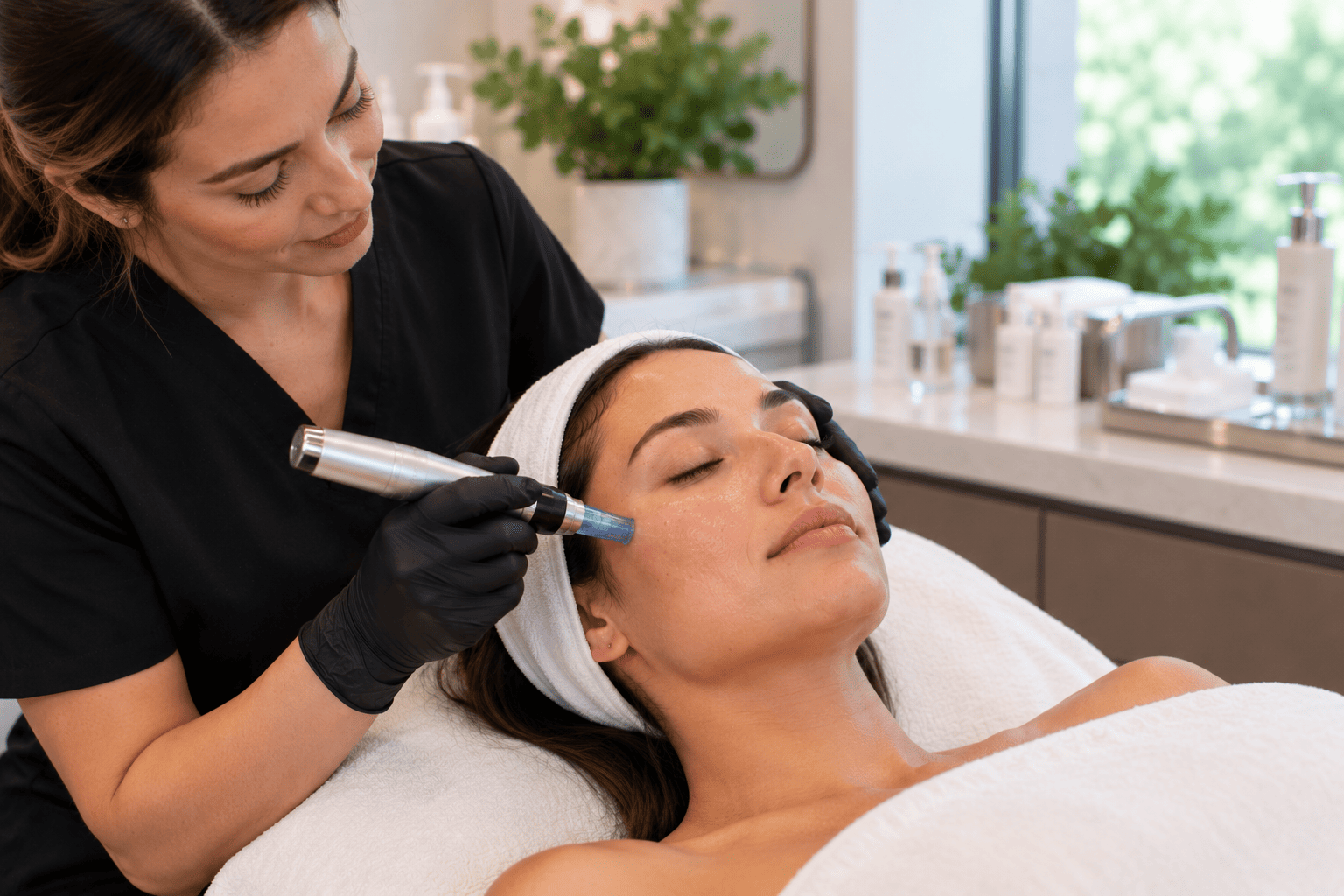 Microneedling treatment for skin texture and acne scarring near Potomac, Maryland