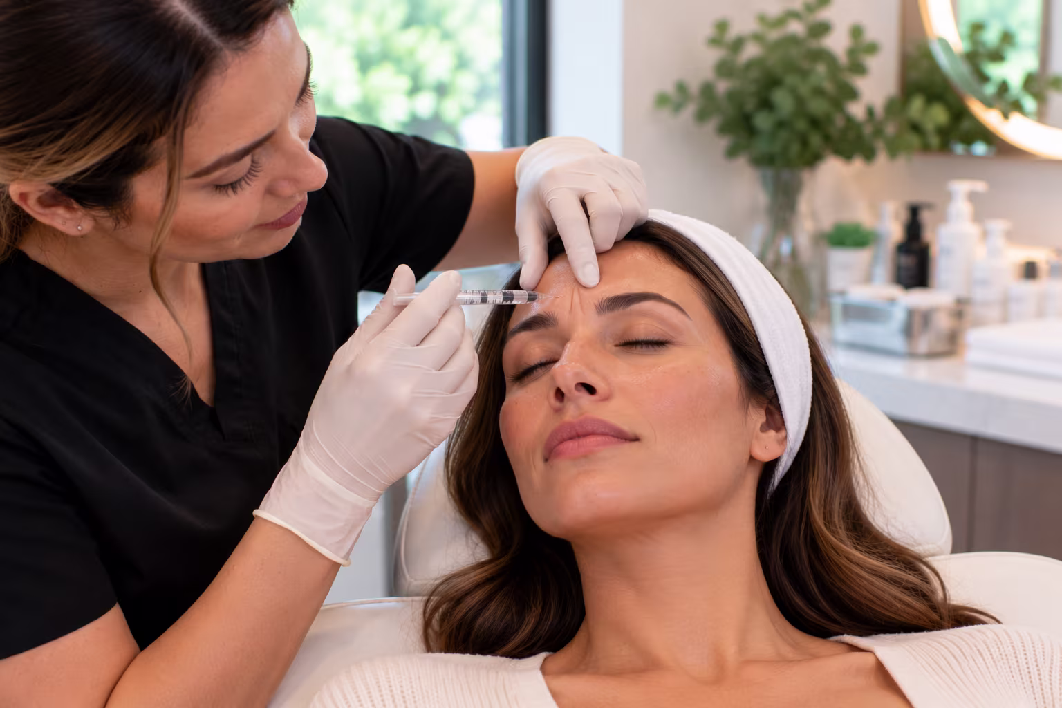 Botox injection treatment for expression lines at a med spa in Potomac, Maryland