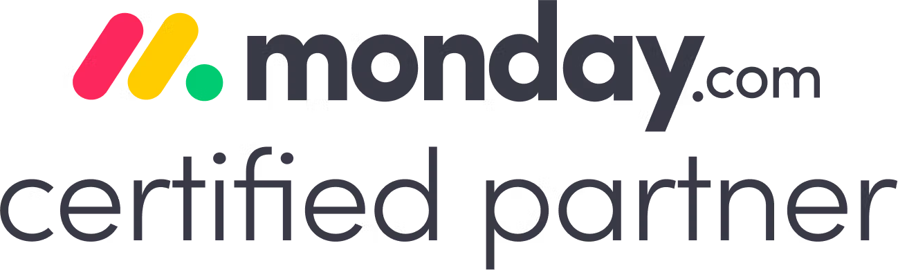 monday.com certified partner logo with colorful abstract shapes and text