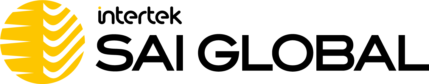 SAI Global logo featuring a stylized yellow globe with black horizontal lines on the left and the text 'SAI Global' on the right.