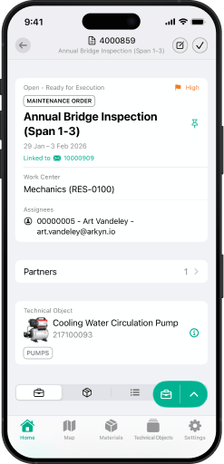 FastWork Work Order in a mobile phone