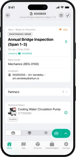 FastWork Work Order in a mobile phone