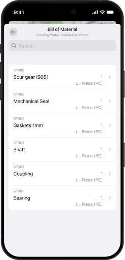 FastWork Bill of Material in a mobile phone