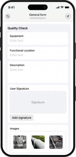 FastForms Example Form Quality Check in a mobile phone