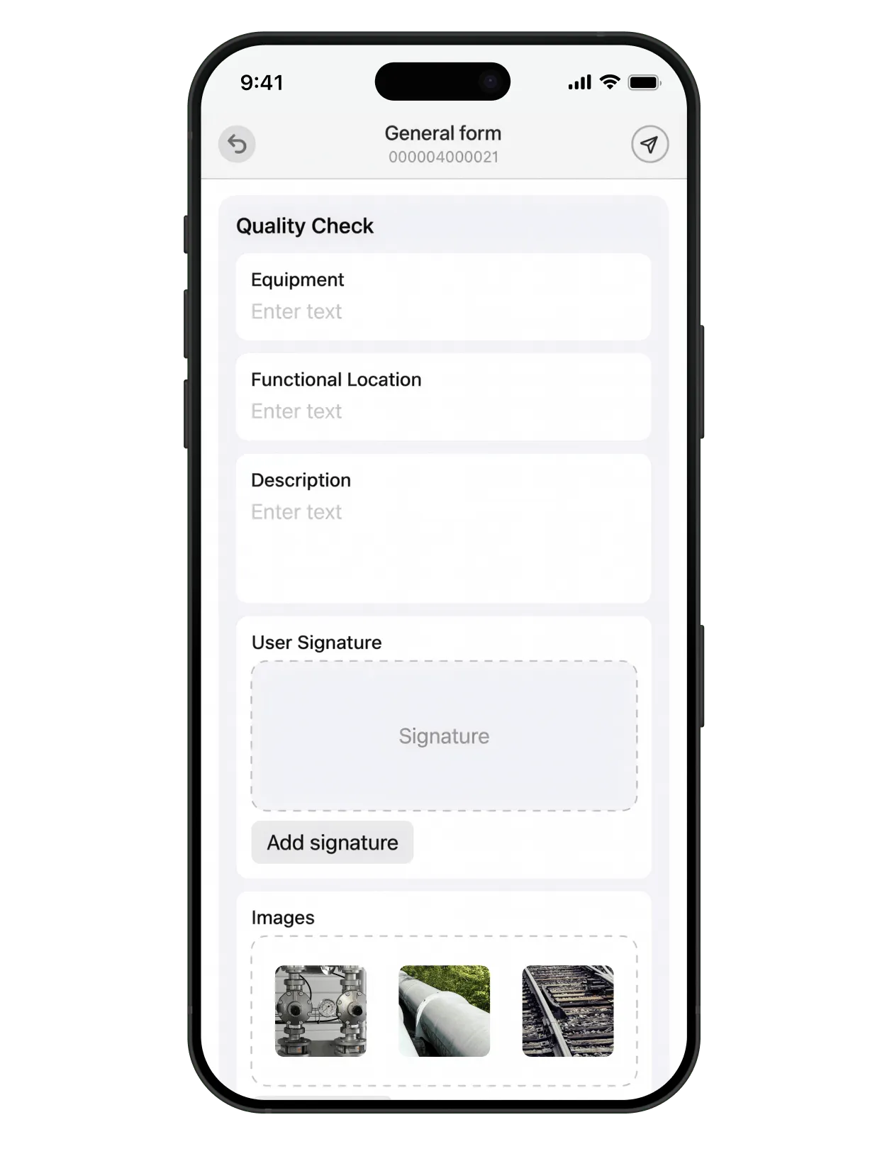 FastForms for SAP example form on phone