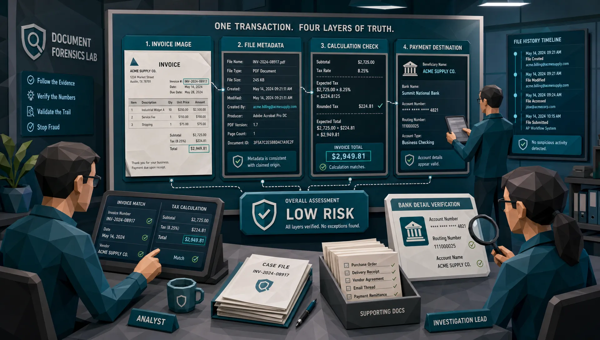 A Tampered Invoice Rarely Fails in Just One Place