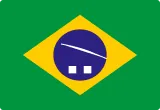 Flag of Brazil with a green field, yellow diamond, and blue globe with stars and a banner.