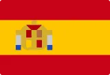 Flag of Spain with horizontal red and yellow stripes and a coat of arms on the left side.