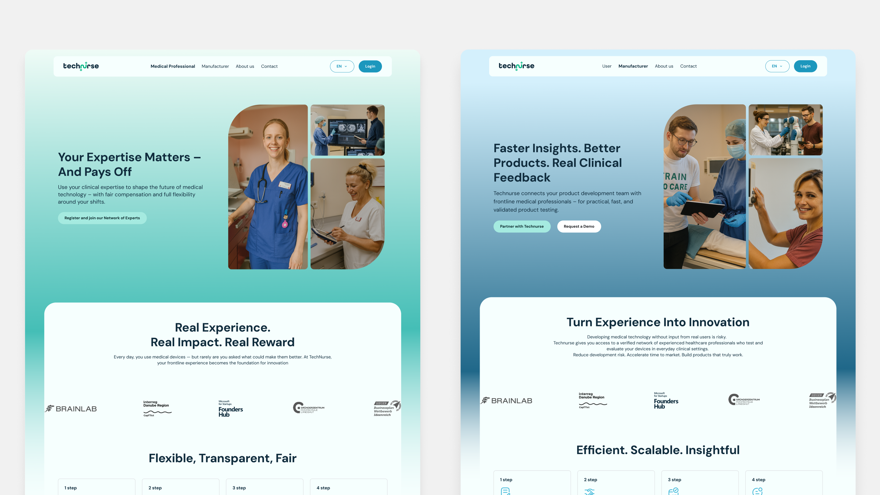 Every decision was made to help TechNurse communicate more clearly, look more professional, and improve conversion across the user journey.