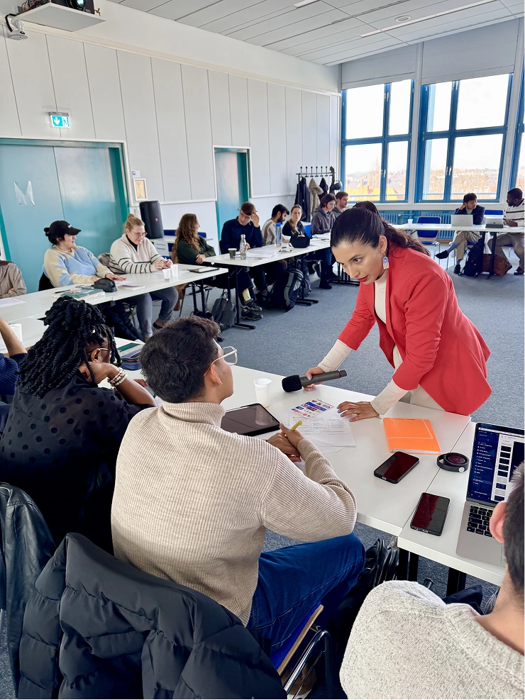 Gabriela Corral leading a strategic design workshop with a team