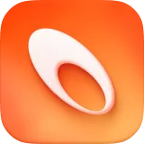 Minimal orange app icon featuring a smooth white oval swirl on a rounded square background.