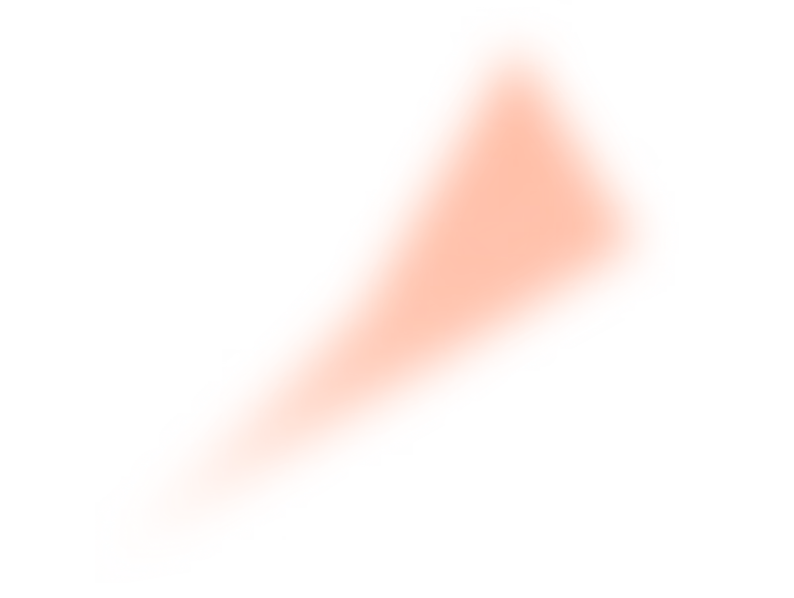 Abstract orange shape with rounded edges and a pointed tip on a transparent background.