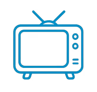 Icona stilizzata di una vecchia televisione con antenne e due manopole laterali.