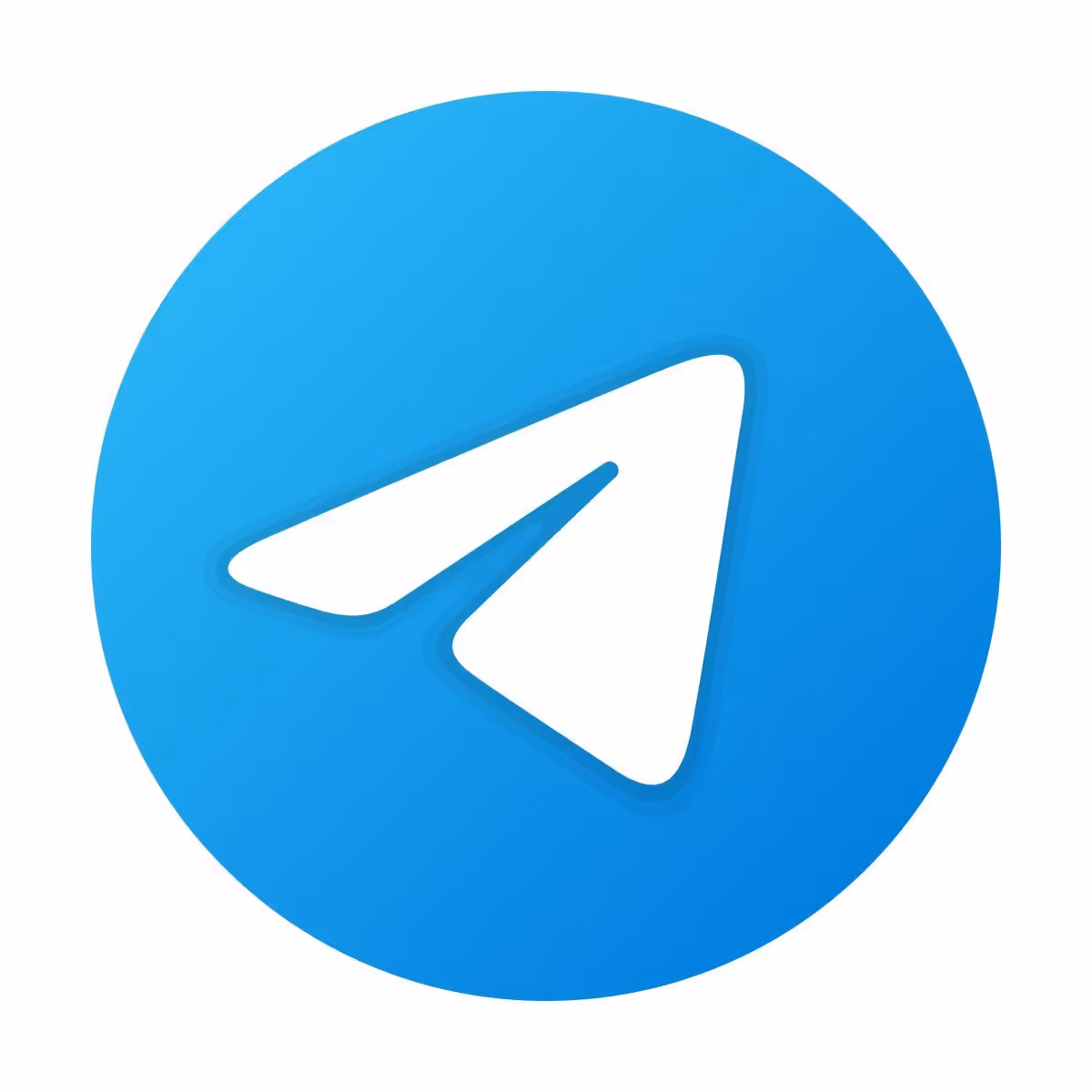 Icona dell'applicazione Telegram con aeroplano di carta bianco su sfondo blu circolare.