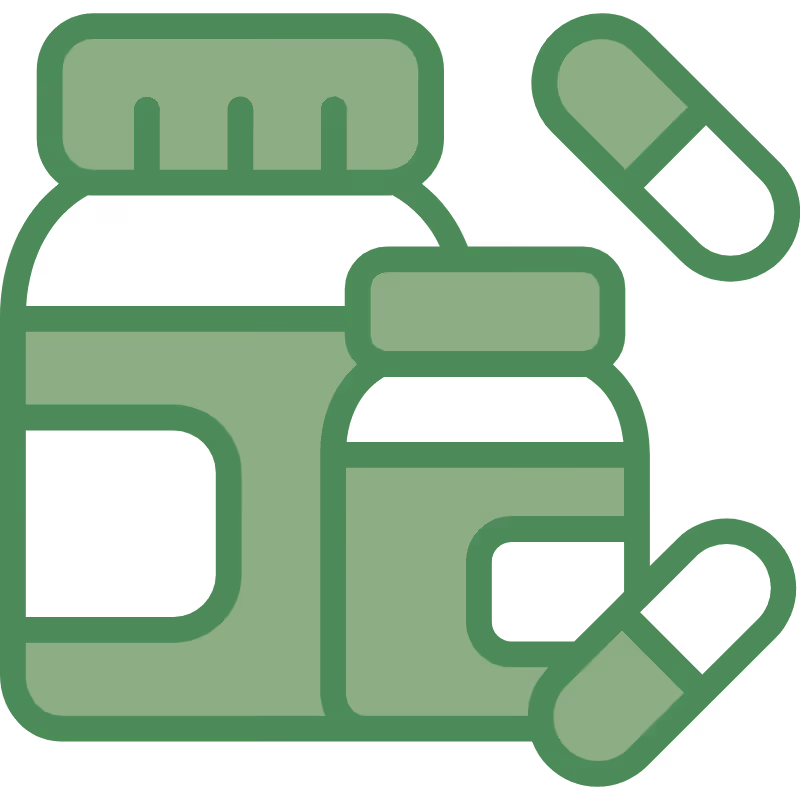 Icona illustrante contenitori di supplementi stilizzati 