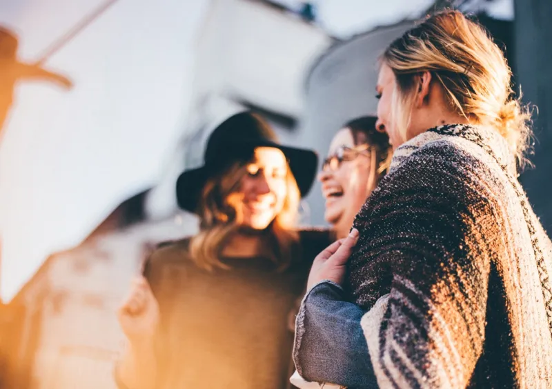 Group of young girls laughing