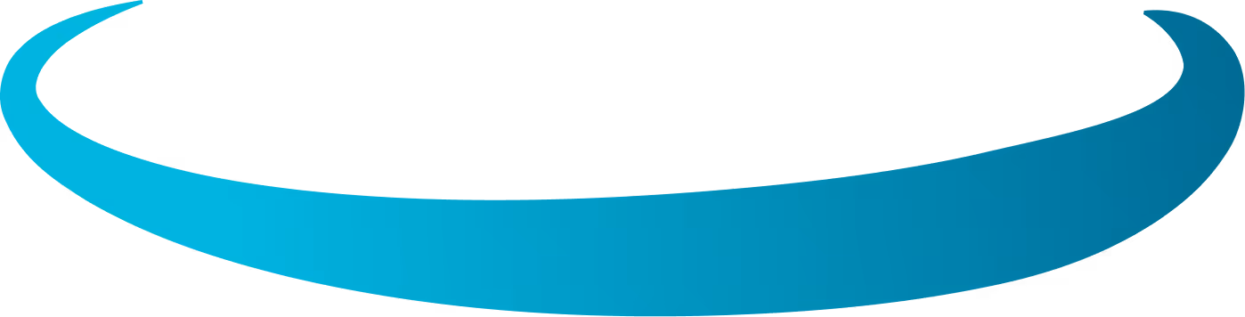 Blue curved 3D ribbon shape with gradient shading on a transparent background.