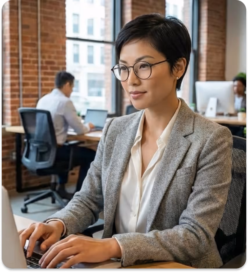 Smiling woman wearing headset and teal shirt with crossed arms next to HIPAA compliant emblem.