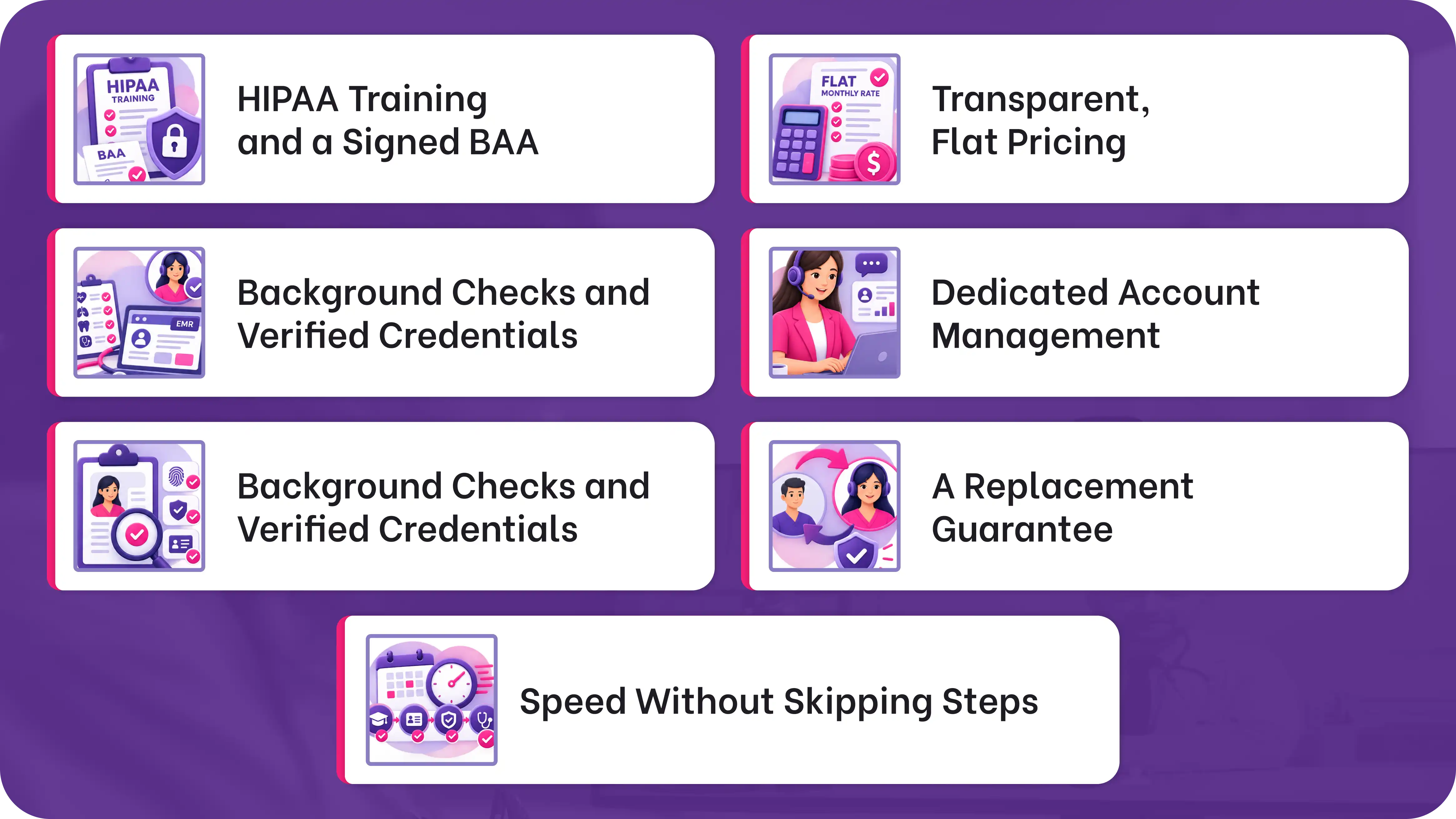 an image of my medical va infograph that lists all seven things to check before you choose the right medical virtual assistanct agency