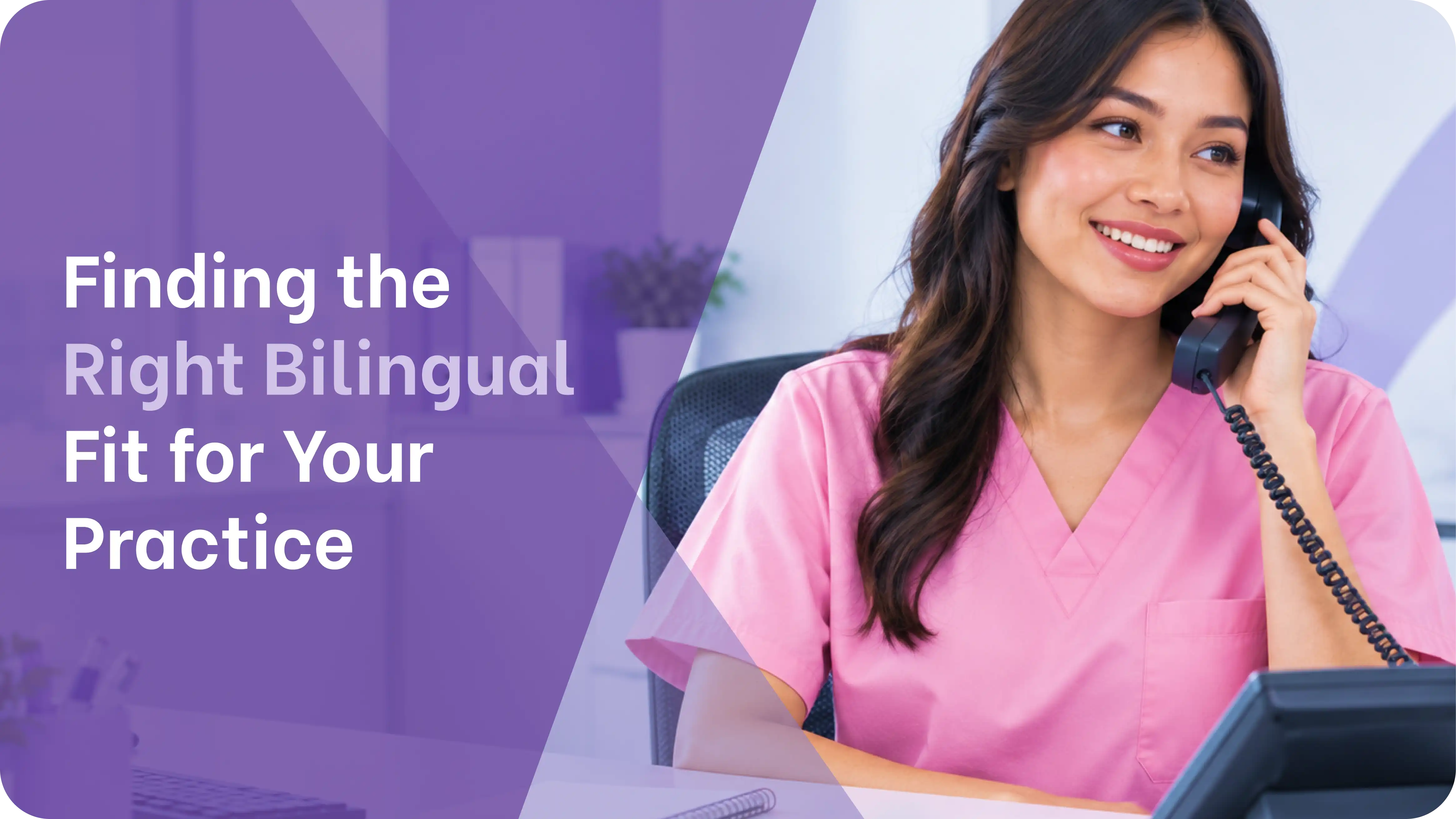 a bilingual medical va answering a phone call at a desk