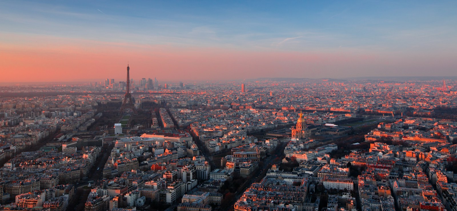 The Eiffel Tower and Les Invalides in Paris