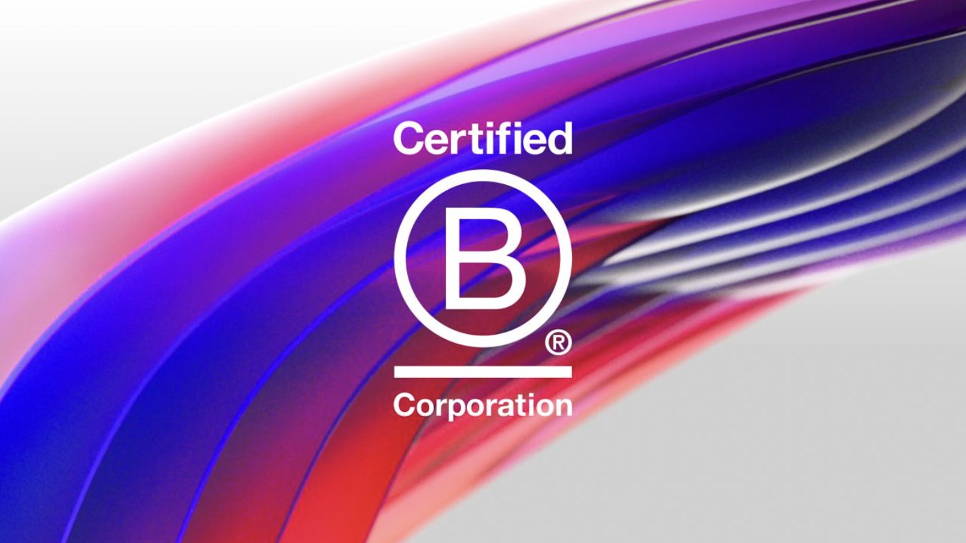 Certified B Corporation logo on a Resolutiion-branded background