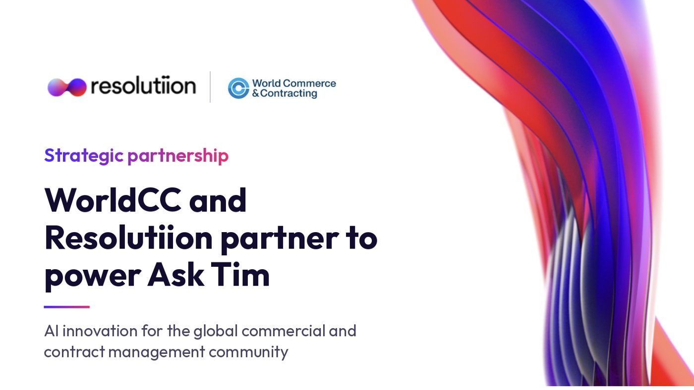 Resolutiion and World Commerce & Contracting logos: WorldCC and Resolutiion partner to power Ask Tim