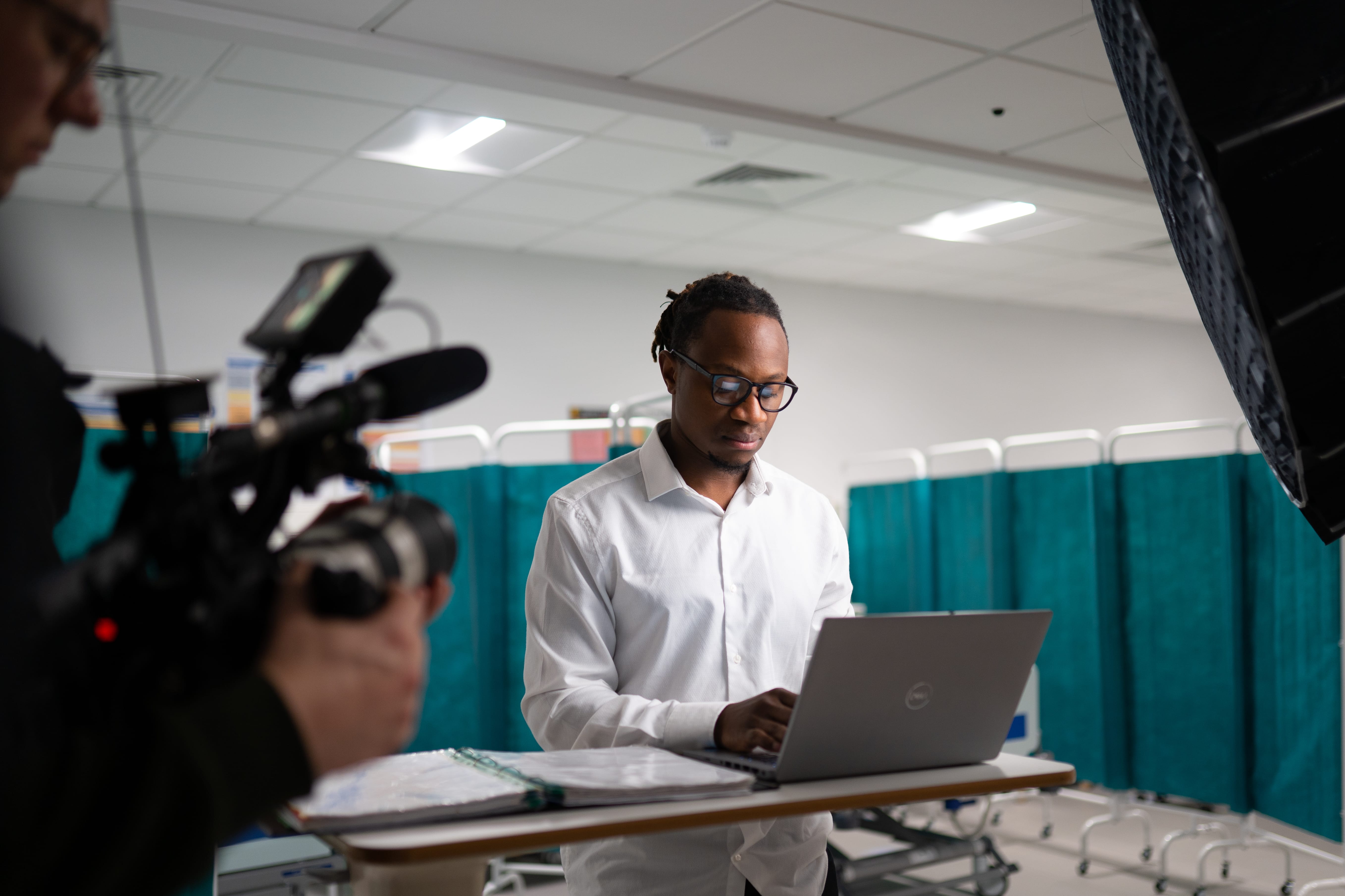 Feel Good Films filming a student at Chichester University