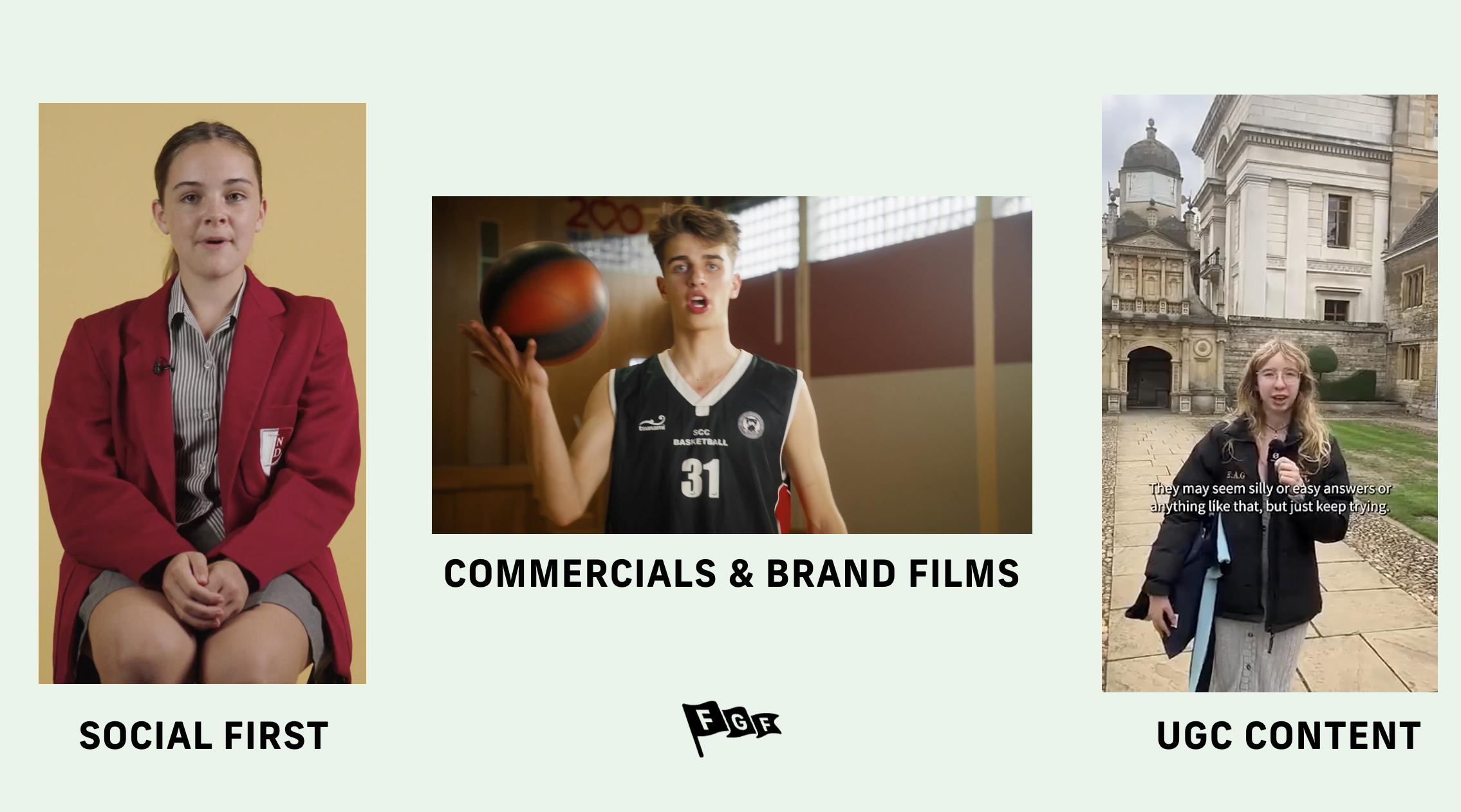 Multiple school marketing assets created from one Feel Good Films production.