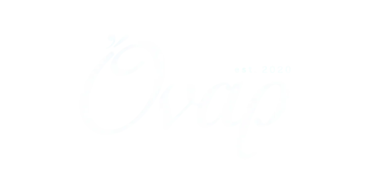Ovap logo with establishment year 2020 in stylized white script on black background.