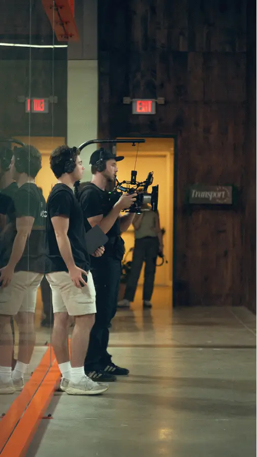 Ben and Anthony on a film set.