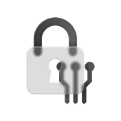 Gray padlock with an overlaid transparent set of three keys.