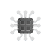 Gray shield icon with letters AI and connected circuit lines representing artificial intelligence and technology.