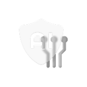 Shield icon with letters 'AI' and three circuit lines extending from the right side.