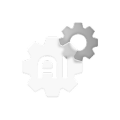 Gray shield with letters AI and three circuit lines on the right side symbolizing artificial intelligence protection.
