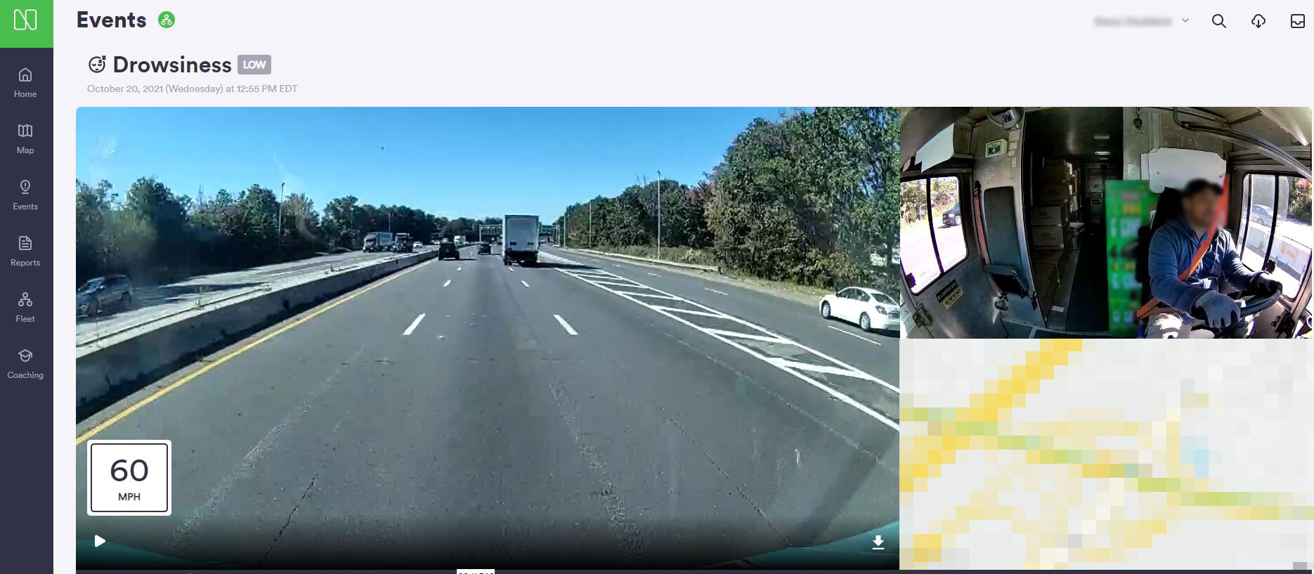 Drowsy driving event details in Nauto