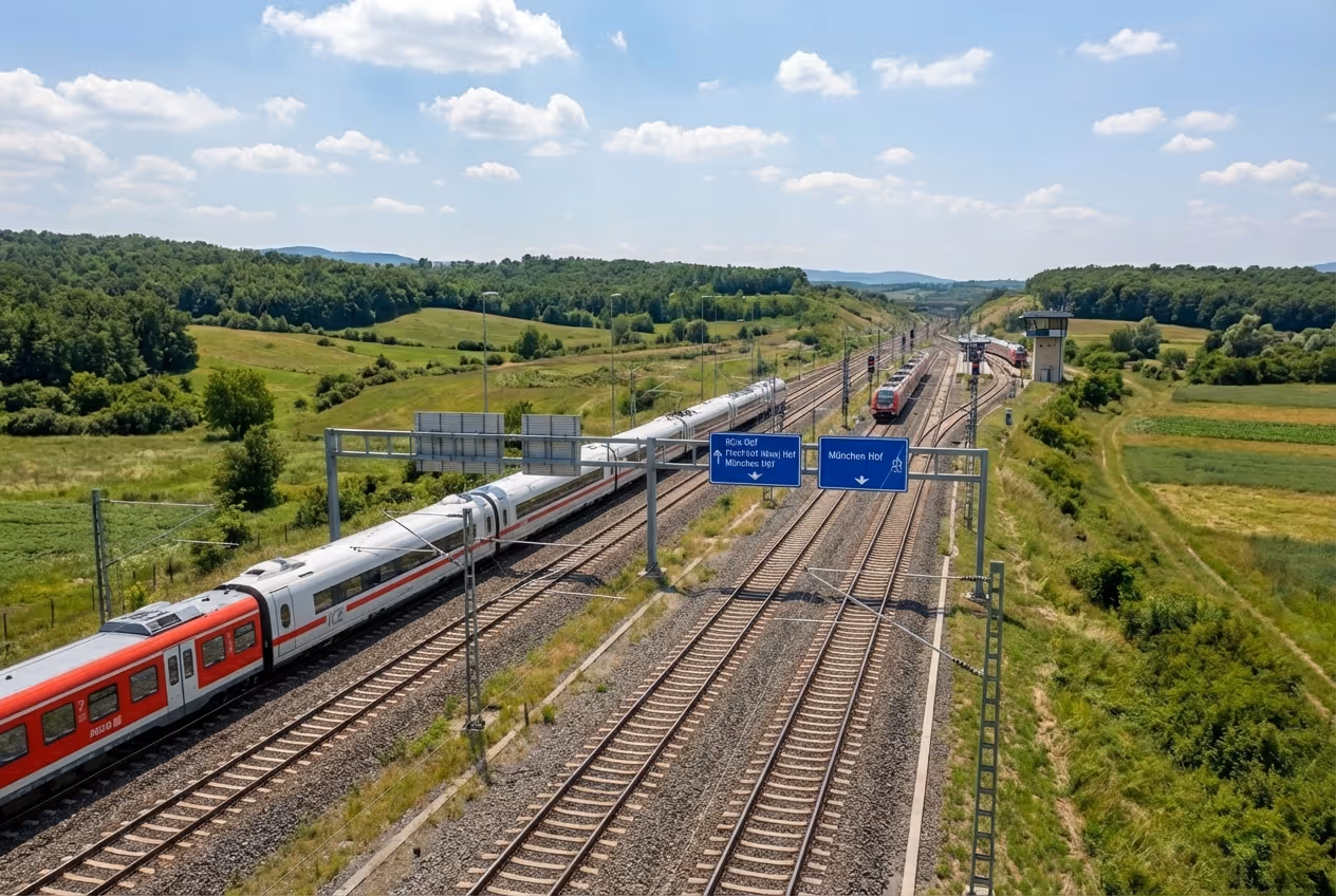Railway infrastructure and passing train