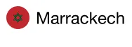 Speech bubble with a red circle containing a green star symbol and the text 'Marrackech'.